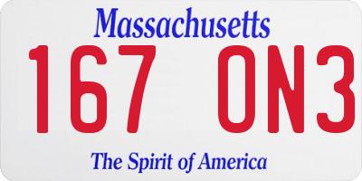 MA license plate 167ON3