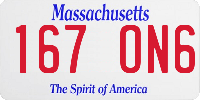 MA license plate 167ON6
