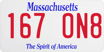 MA license plate 167ON8