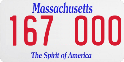 MA license plate 167OO0