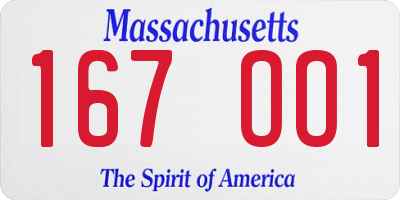 MA license plate 167OO1