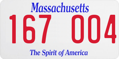 MA license plate 167OO4