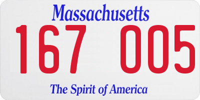 MA license plate 167OO5