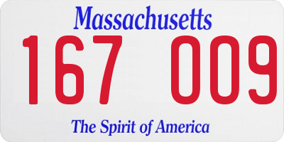 MA license plate 167OO9