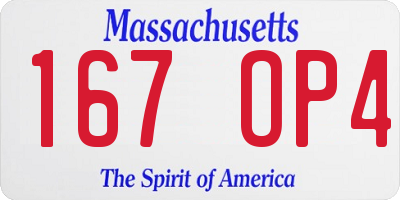 MA license plate 167OP4