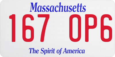 MA license plate 167OP6