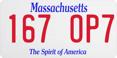 MA license plate 167OP7