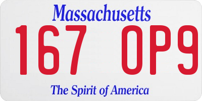 MA license plate 167OP9