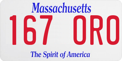 MA license plate 167OR0