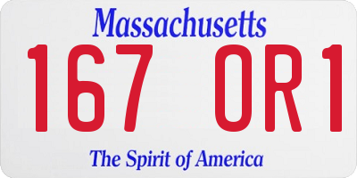 MA license plate 167OR1