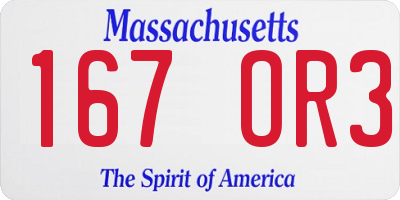 MA license plate 167OR3