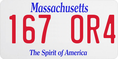 MA license plate 167OR4