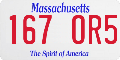 MA license plate 167OR5