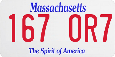 MA license plate 167OR7