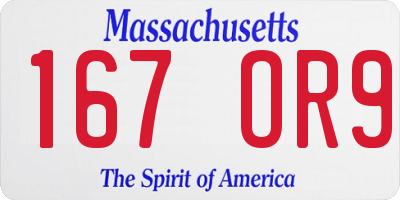 MA license plate 167OR9