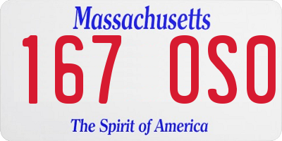 MA license plate 167OS0