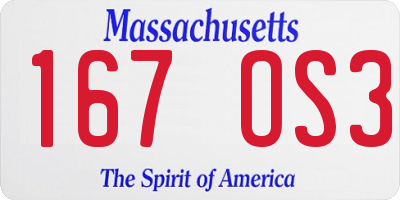 MA license plate 167OS3