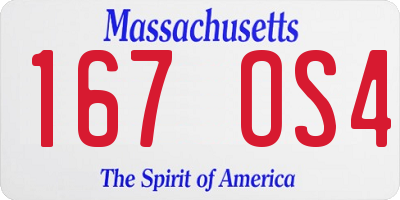MA license plate 167OS4