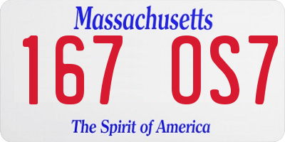 MA license plate 167OS7