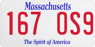 MA license plate 167OS9