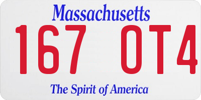 MA license plate 167OT4