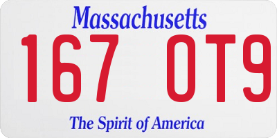 MA license plate 167OT9