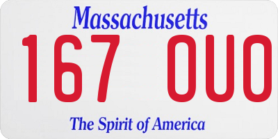 MA license plate 167OU0