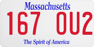 MA license plate 167OU2