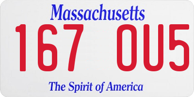 MA license plate 167OU5