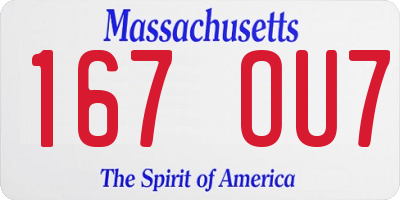 MA license plate 167OU7