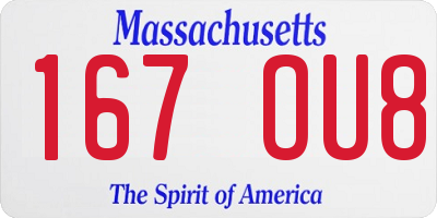MA license plate 167OU8