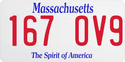 MA license plate 167OV9