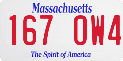 MA license plate 167OW4
