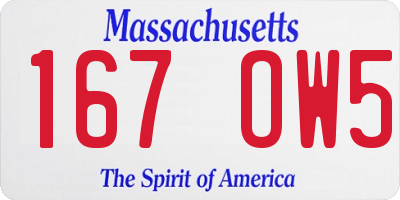 MA license plate 167OW5