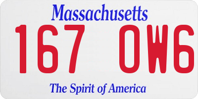 MA license plate 167OW6