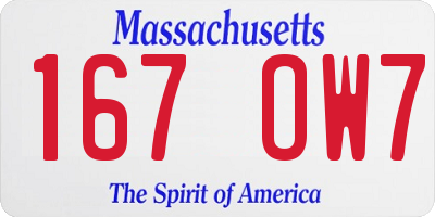 MA license plate 167OW7