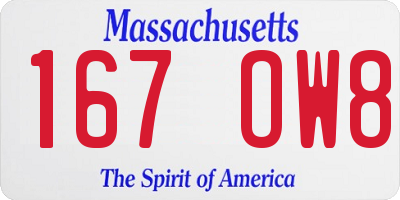MA license plate 167OW8