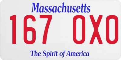 MA license plate 167OX0