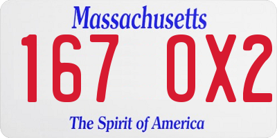MA license plate 167OX2