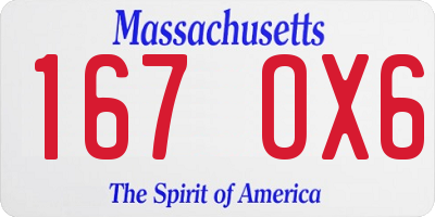 MA license plate 167OX6