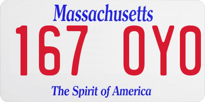 MA license plate 167OY0