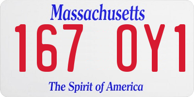 MA license plate 167OY1