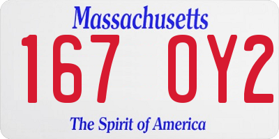 MA license plate 167OY2