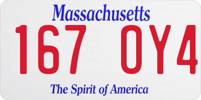 MA license plate 167OY4