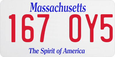 MA license plate 167OY5