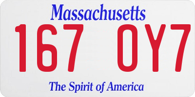 MA license plate 167OY7