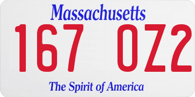 MA license plate 167OZ2