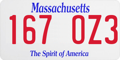 MA license plate 167OZ3