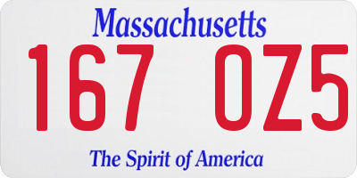 MA license plate 167OZ5