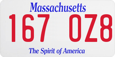 MA license plate 167OZ8